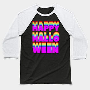 Retro Rainbow  Happy Halloween T-Shirt - Supporting LGBTQ Pride Baseball T-Shirt